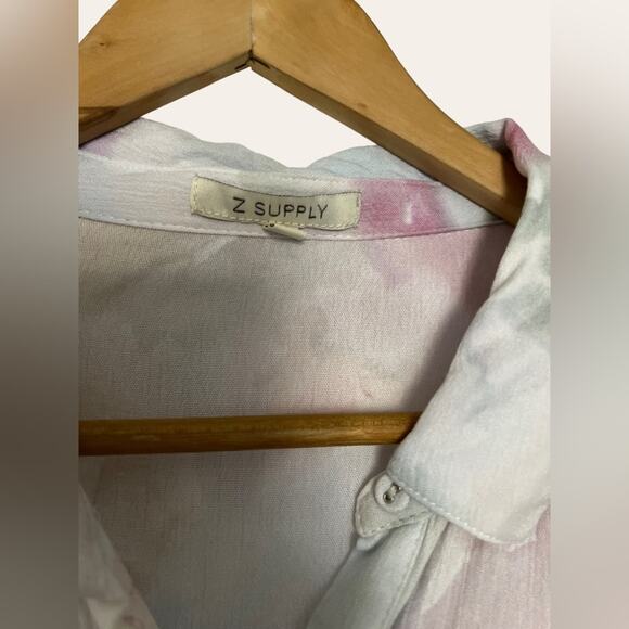 Z Supply Tanya Blurred White Pink Floral Button Front Maxi Dress Size Small - Picture 6 of 14